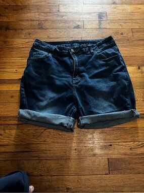 SHEIN Dark Indigo Boyfriend Denim Shorts